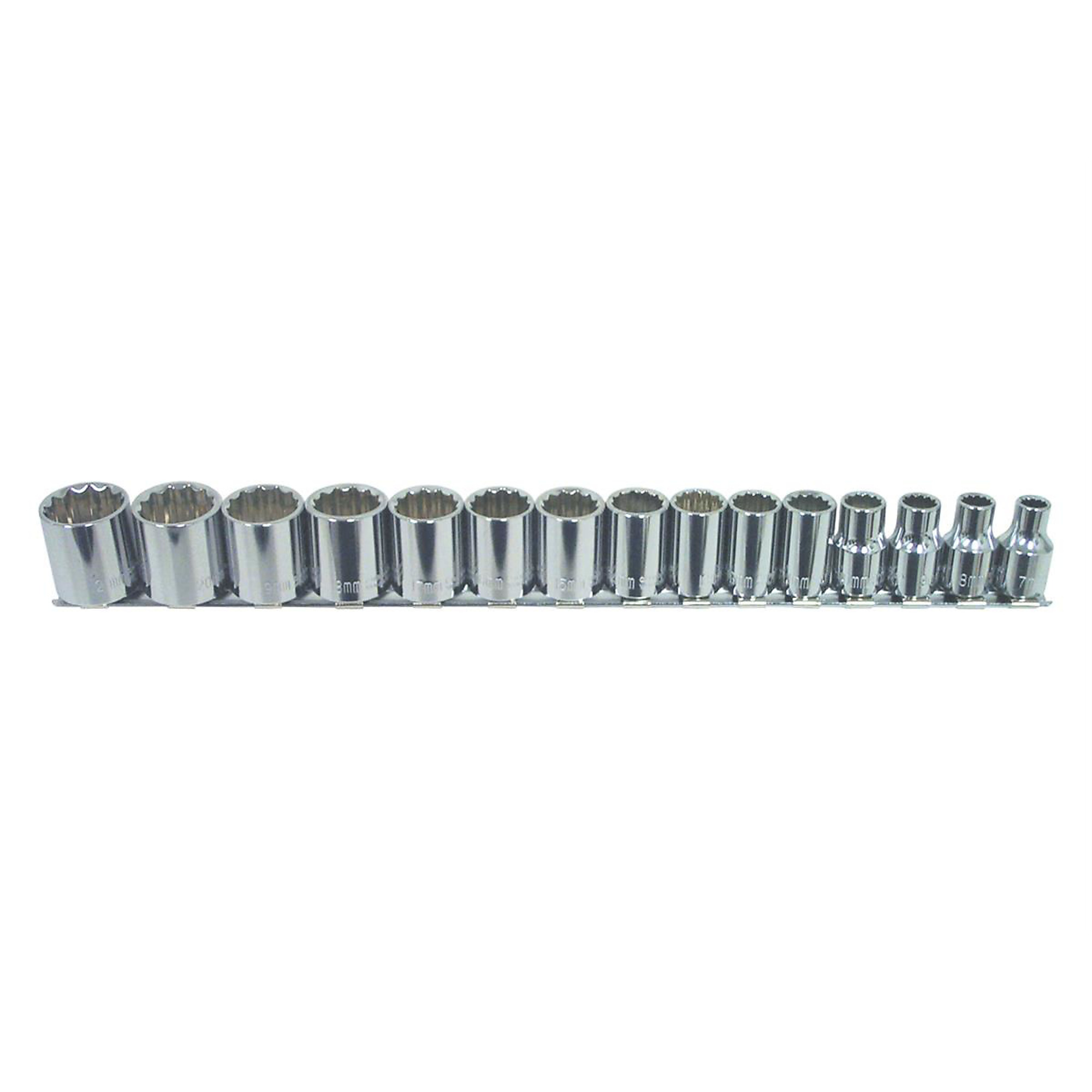 K-Tool International Socket Set — 15-Piece, 3/8in. Drive, 12-Point, Chrome Vanadium Steel, Model# KTI27501